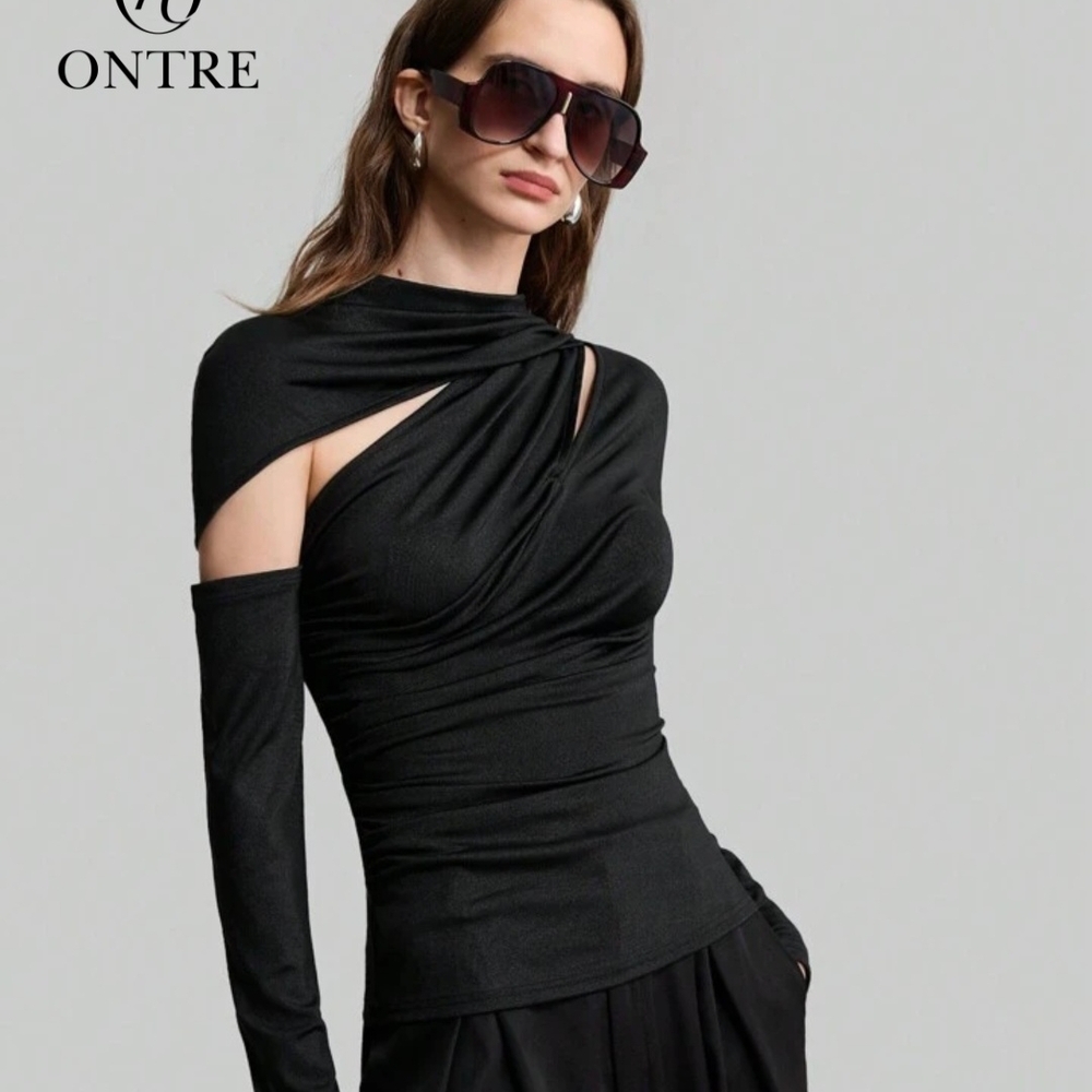 Chic Black Asymmetrical Top